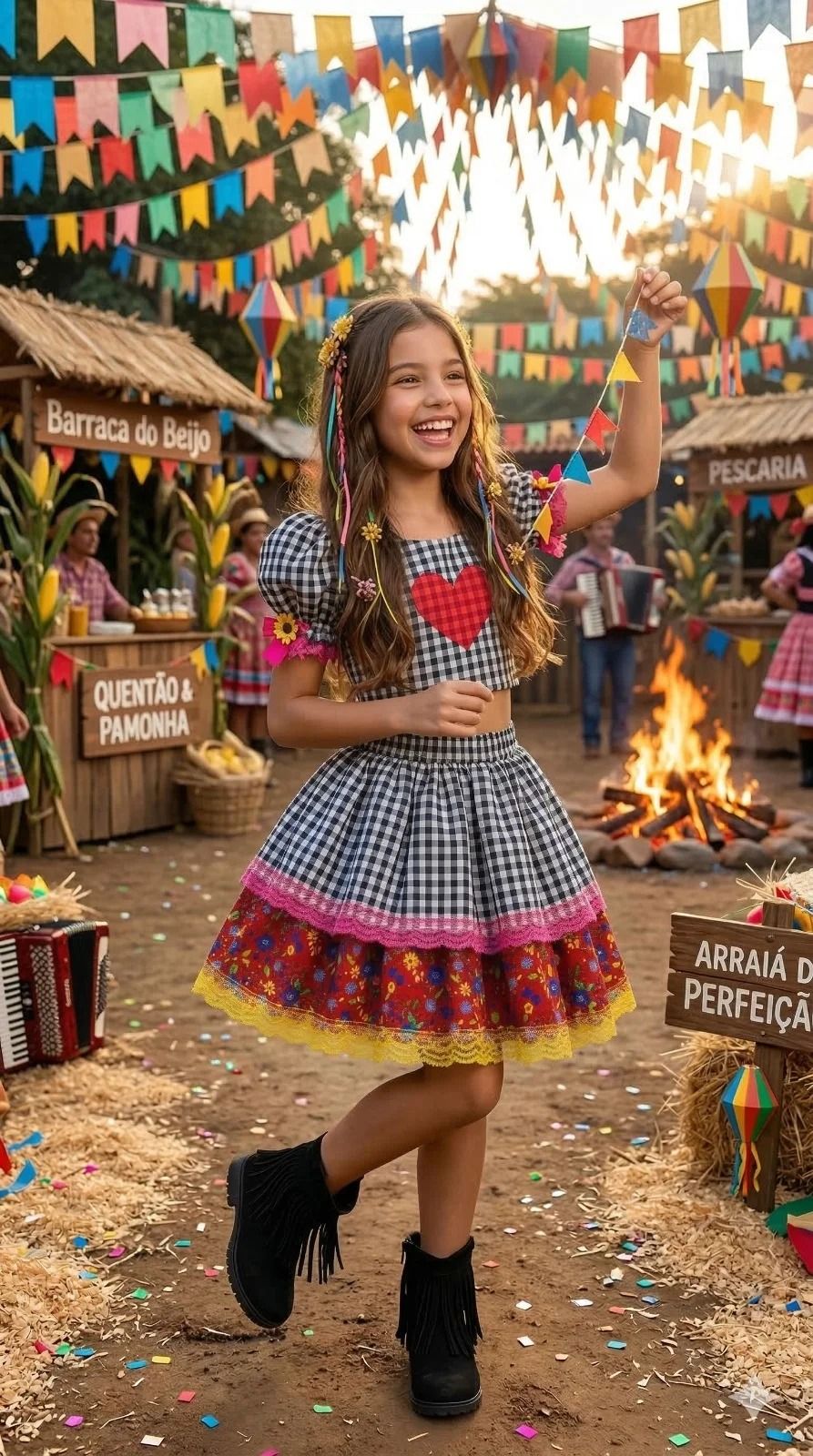 Conjunto Junino Banana Club Luxo Luana | Bebeloo Kids