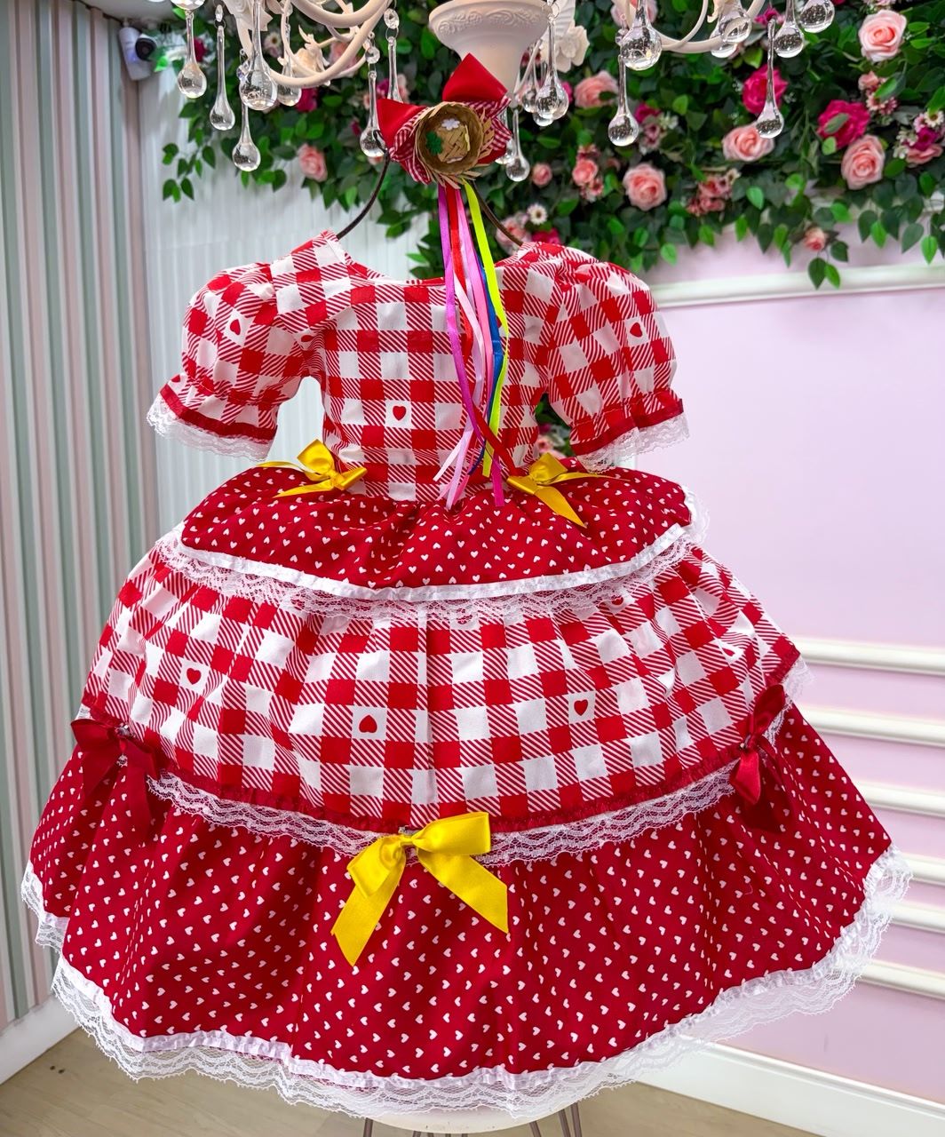 Vestido Junino Mimadine Luxo Beatriz Vermelho - Leveza e Elegância para Meninas | Bebeloo Kids