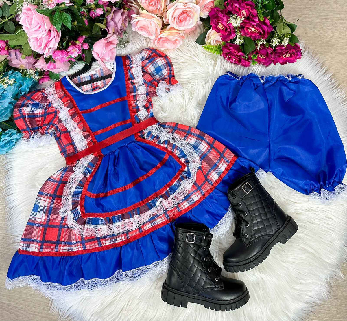Vestido Junino Modelo 3 com Estampas e Cores Variadas TAMANHO:2 - Leveza e Elegância para Meninas | Bebeloo Kids