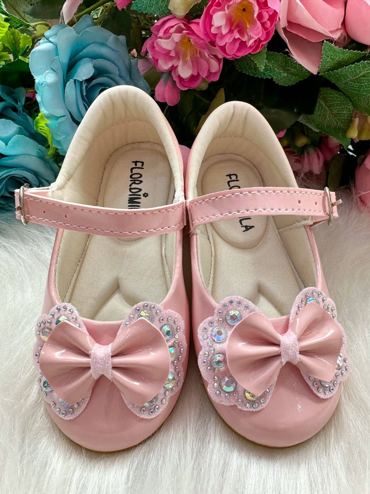 Sapatilha Flor Di MIla Baby Rosa Lacinho Strass - Diversão e Encanto para Brincar | Bebeloo Kids