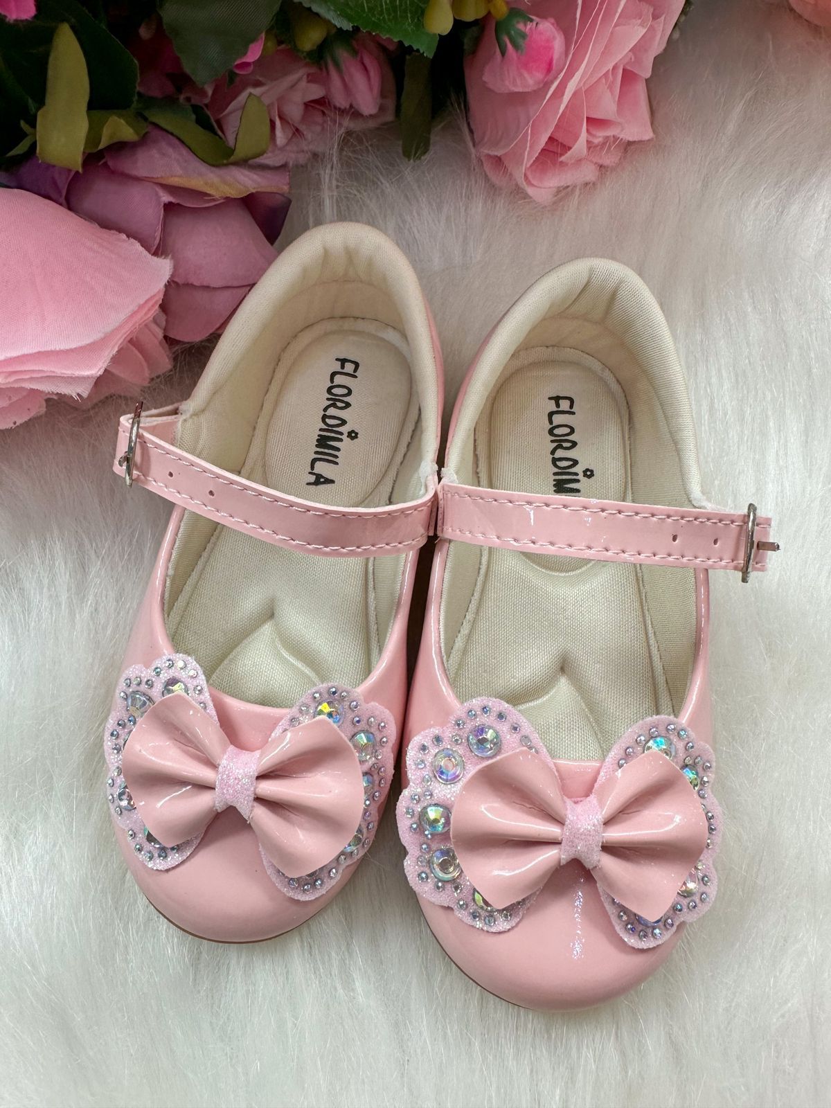 Sapatilha Flor Di MIla Baby Rosa Lacinho Strass | Bebeloo Kids