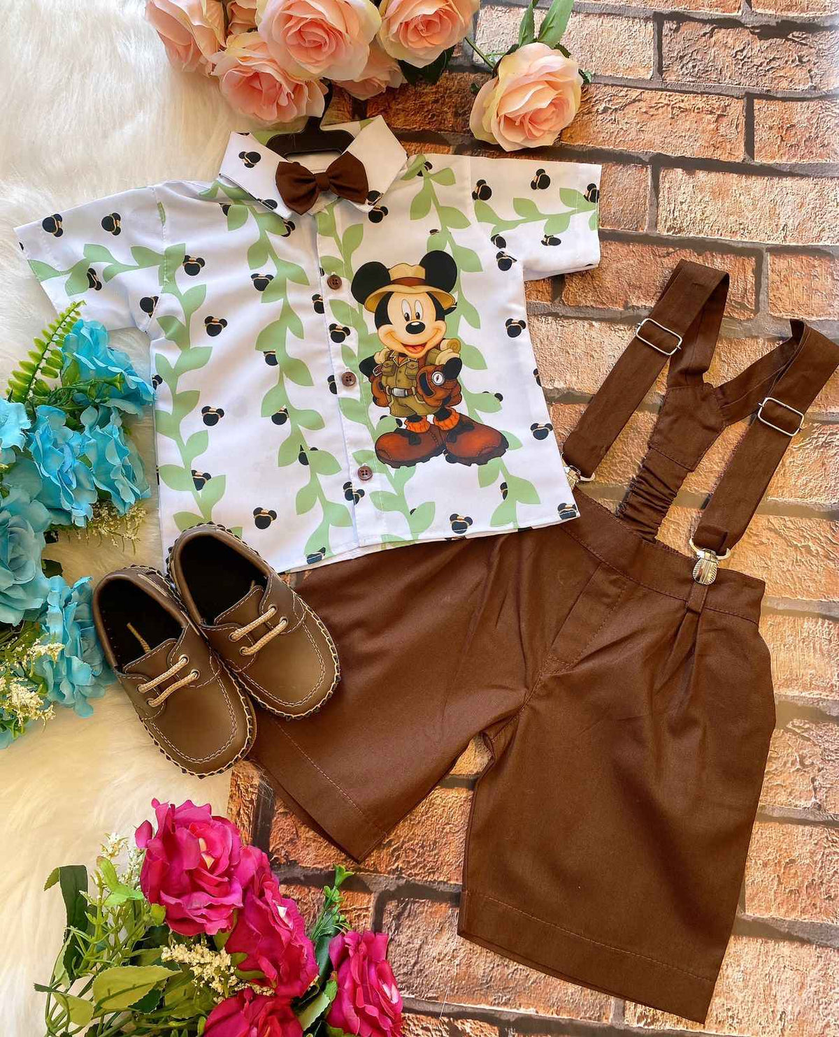 Conjunto Temáticos Meninos Mickey Safari Verde - Estilo Delicado para o Dia a Dia | Bebeloo Kids