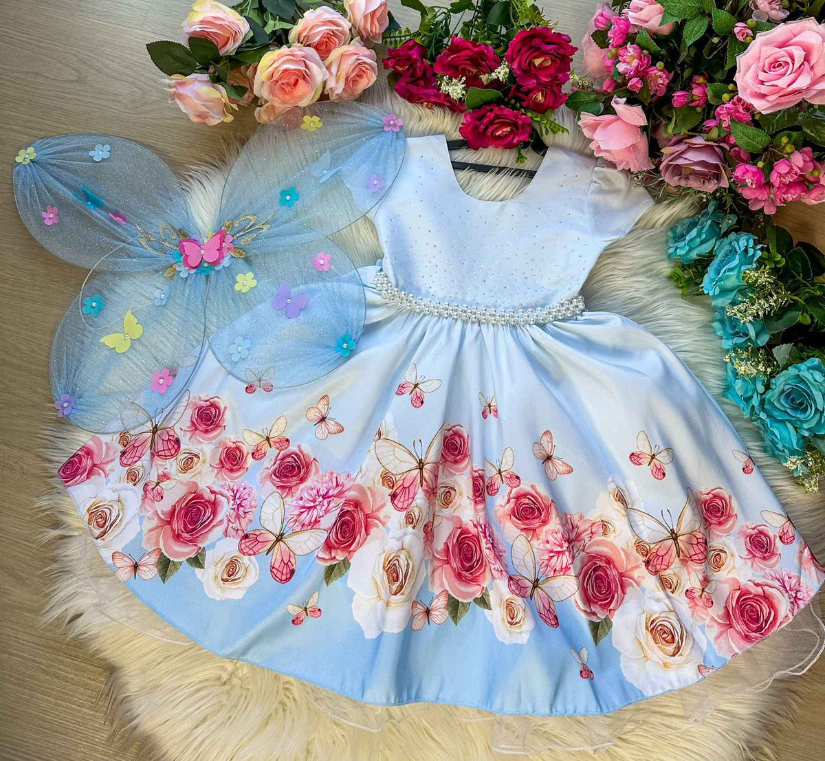 Vestido Giovanella /Giovanela Azul Bebe Borboletas - Leveza e Elegância para Meninas | Bebeloo Kids
