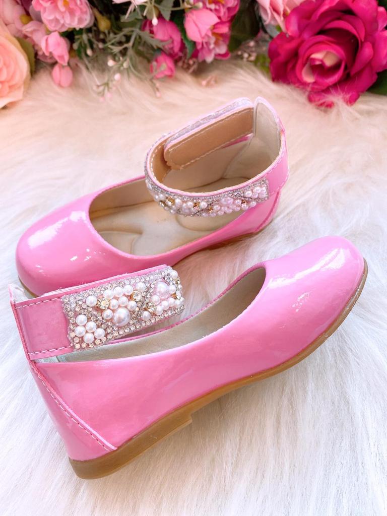 Sapatilha Flor di Mila Rosa Chiclete "Perolas" Luxo - Leveza e Charme para os Pezinhos | Bebeloo Kids