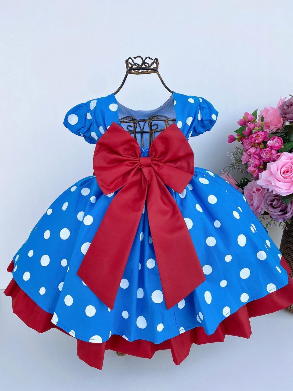 Vestido Infantil Menina Bonita Azul Galinha Pintadinha Poá - Leveza e Elegância para Meninas | Bebeloo Kids