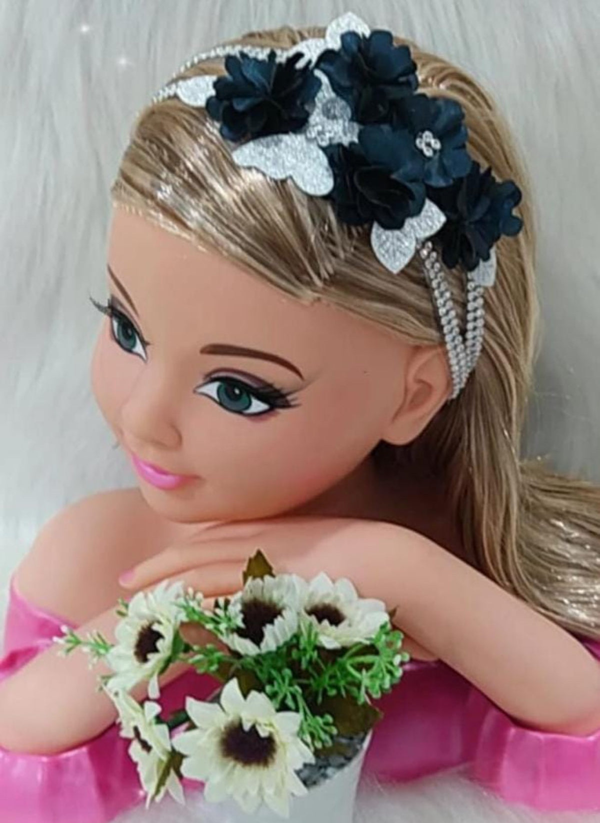Faixa Jardim Azul Petroleo com Prata - Charme e Delicadeza para os Cabelos | Bebeloo Kids