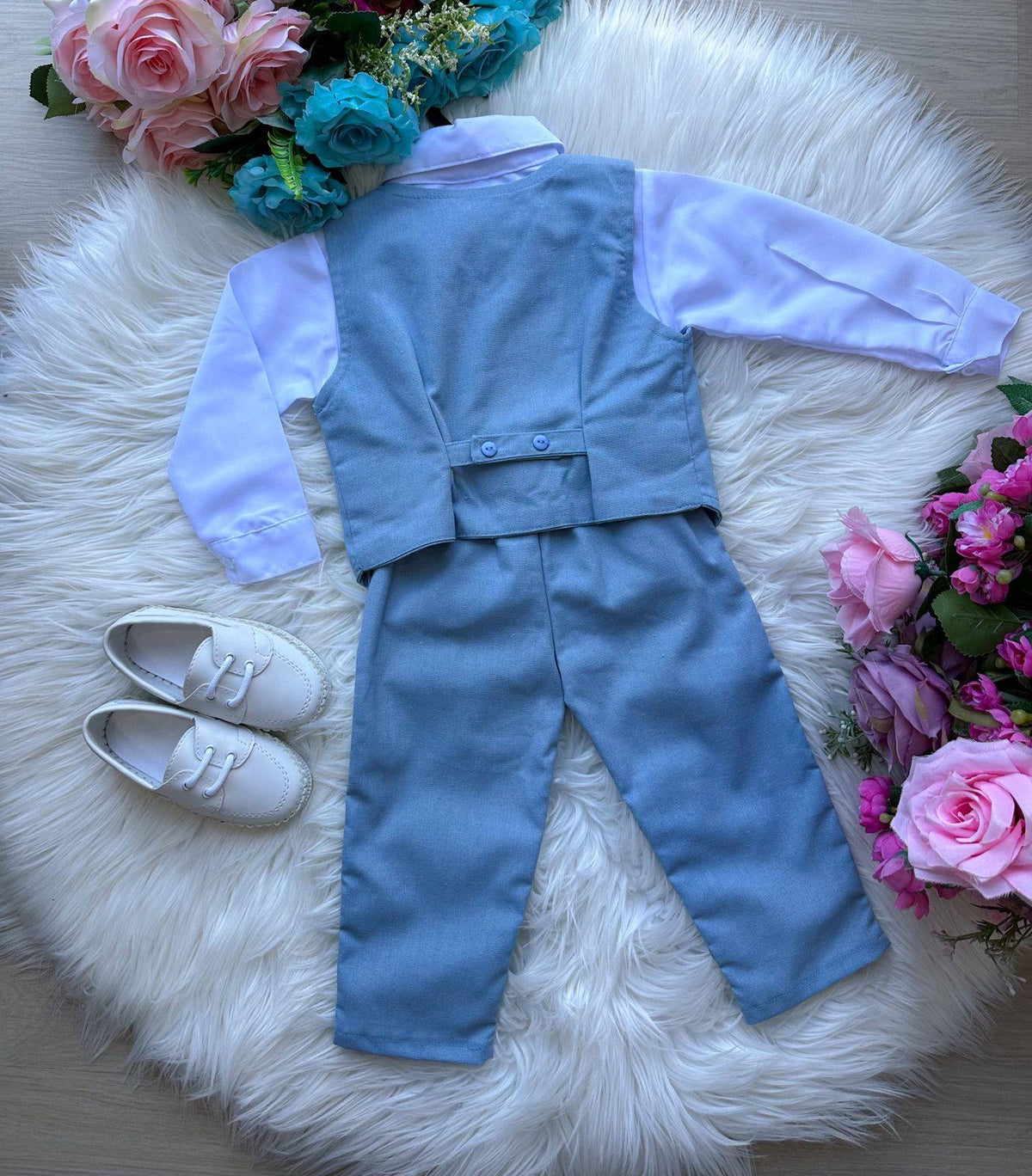 Conjunto Miss Cherry Social Leonardo Colete Azul Claro - Estilo Delicado para o Dia a Dia | Bebeloo Kids