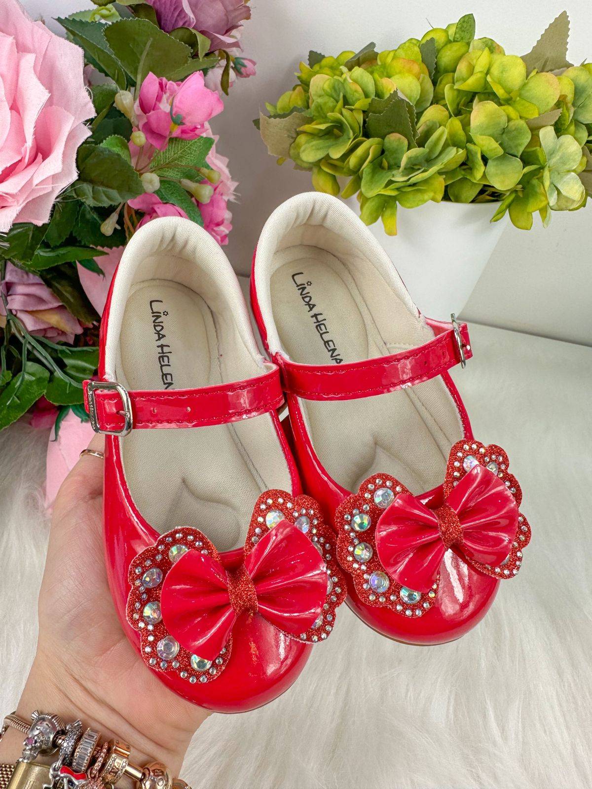 Sapatilha Flor Di MIla Baby Vermelho Lacinho Strass - Leveza e Charme para os Pezinhos | Bebeloo Kids
