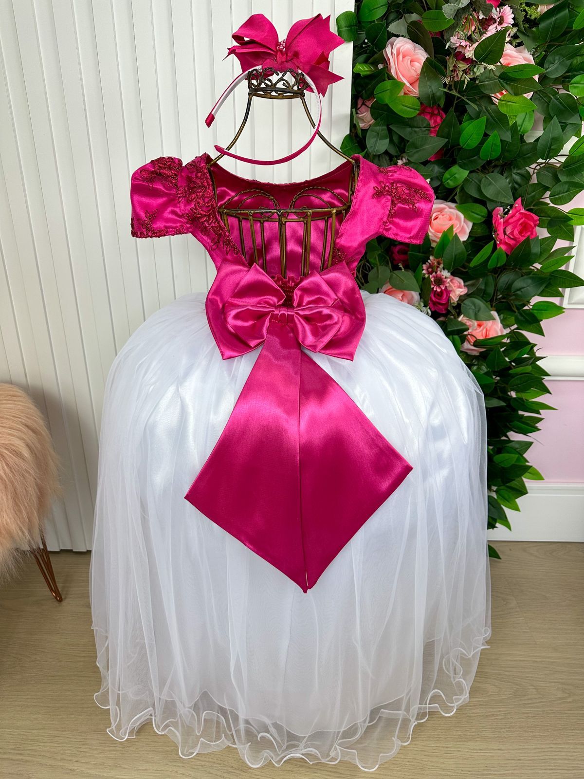 Vestido Enjoy Longo Mari Peito Rendado Pink Saia Branca - Leveza e Elegância para Meninas | Bebeloo Kids