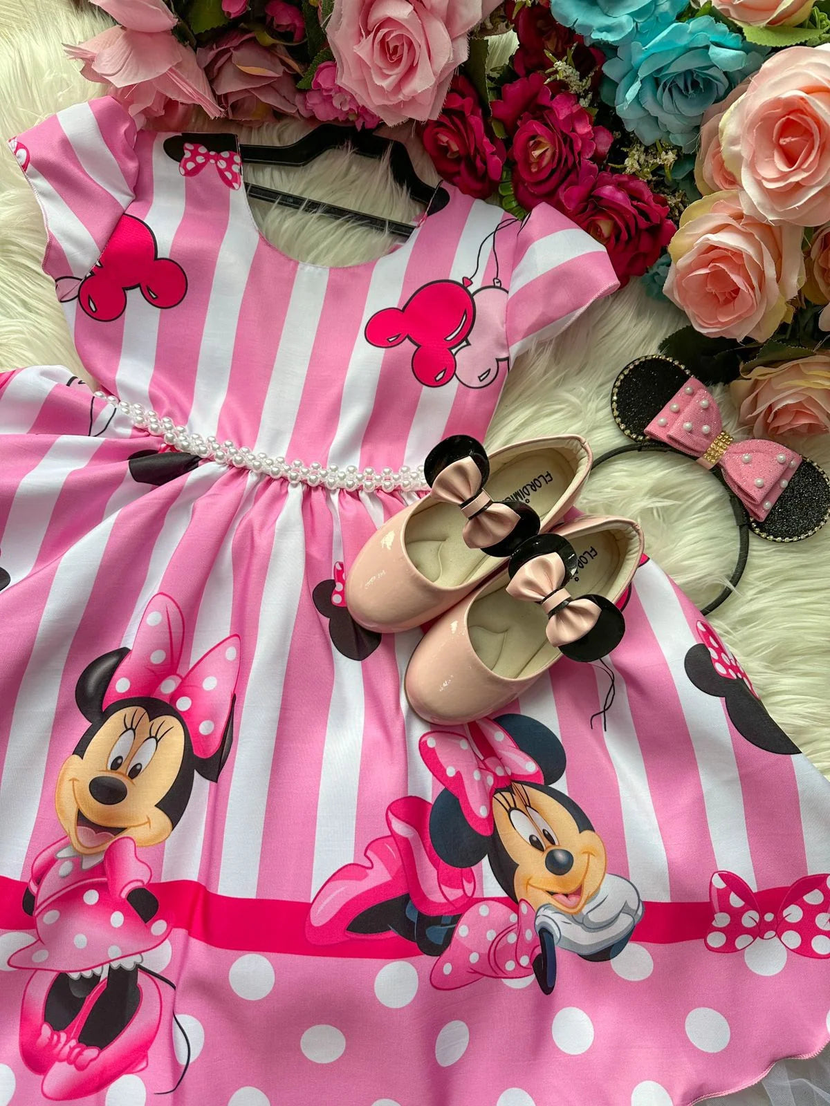 Vestido Infantil Temáticos Da Gigi Minnie/Minie Rosa - Leveza e Elegância para Meninas | Bebeloo Kids
