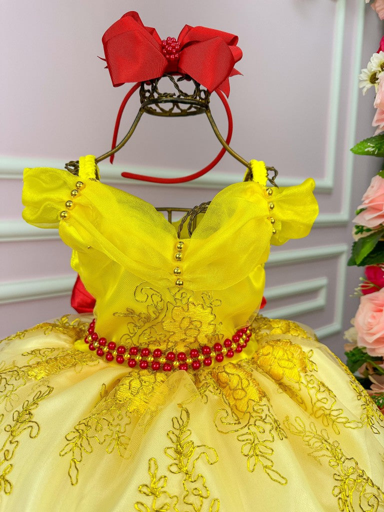 Vestido Princesa Tematico Bela e a Fera - Leveza e Elegância para Meninas | Bebeloo Kids