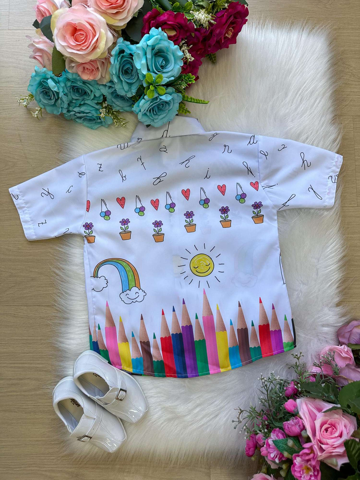 Camisa Miss cherry Meninos - Lapis Aquarela ABC - Elegância e Conforto para os Pequenos | Bebeloo Kids