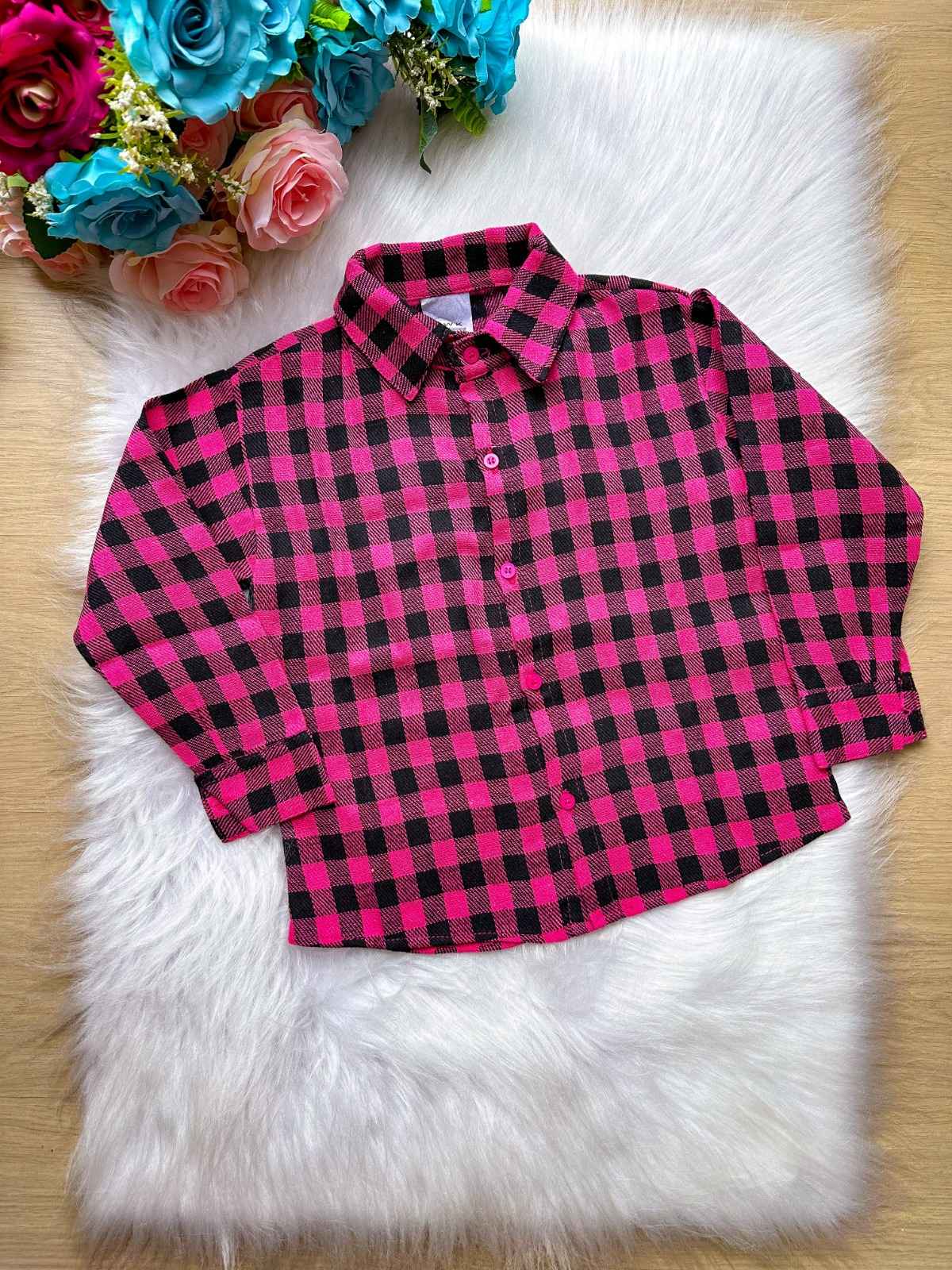 Camisa Xadrez Pink Flanela/Flanelada Junina Derik - Elegância e Conforto para os Pequenos | Bebeloo Kids