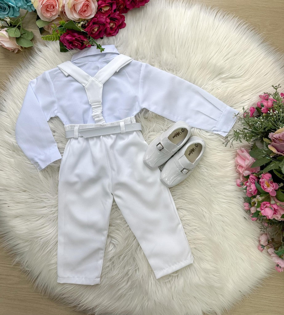 Conjunto Meninos Miss Cherry Leo Suspensorio Branco - Estilo Delicado para o Dia a Dia | Bebeloo Kids