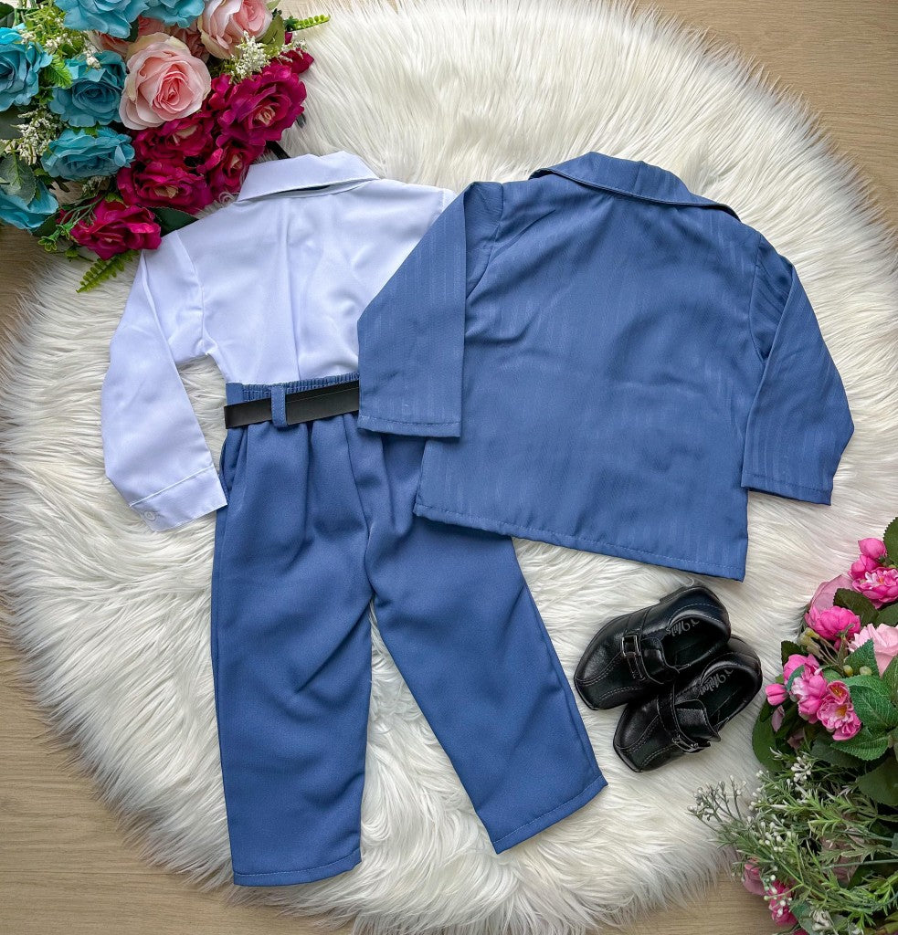 Conjunto Miss Cherry Social Terno Gael Azul - Estilo Delicado para o Dia a Dia | Bebeloo Kids
