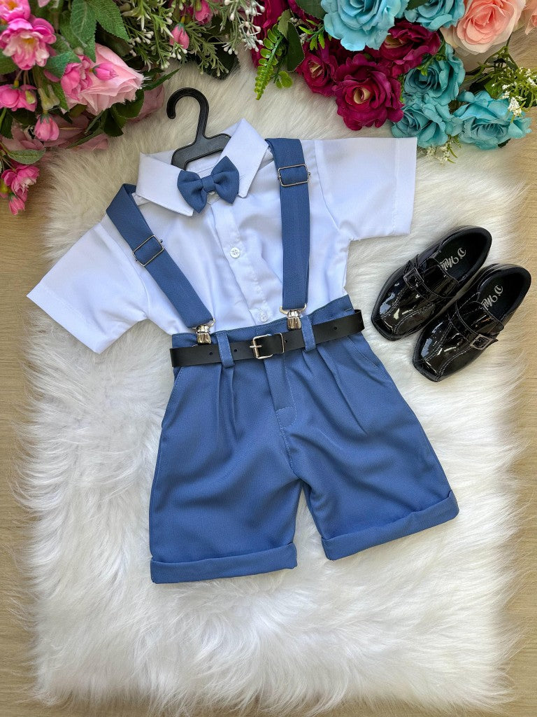 Conjunto Miss Cherry Meninos Social Shorts Ravi Azul - Estilo Delicado para o Dia a Dia | Bebeloo Kids