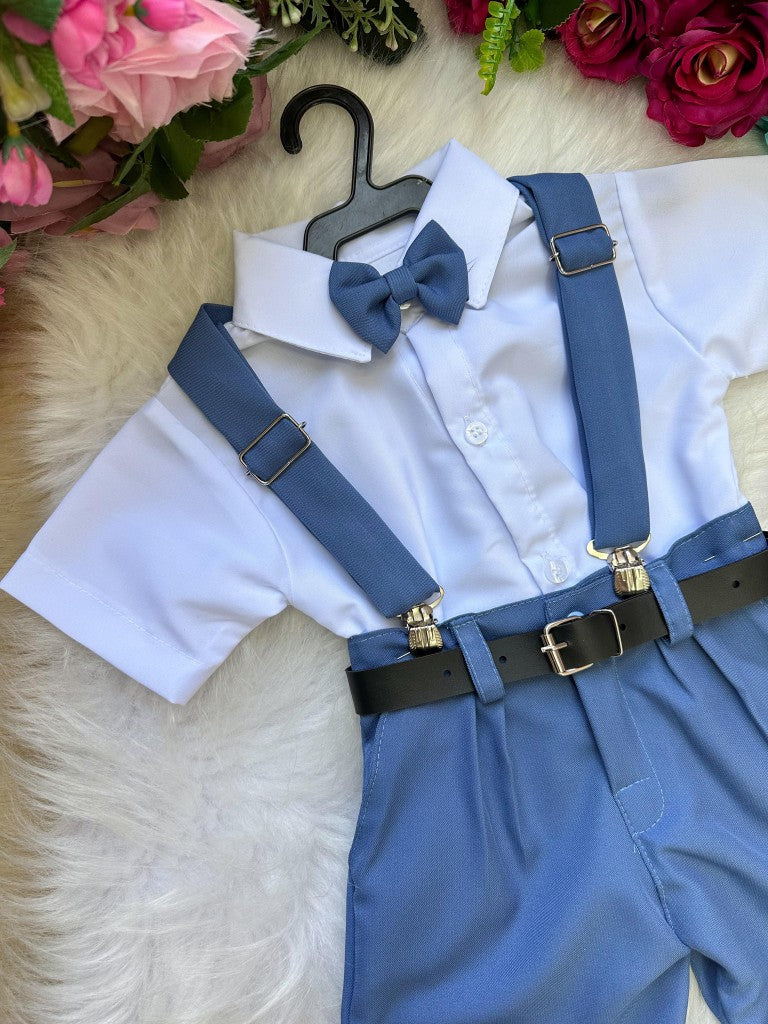 Conjunto Miss Cherry Meninos Social Shorts Ravi Azul - Estilo Delicado para o Dia a Dia | Bebeloo Kids