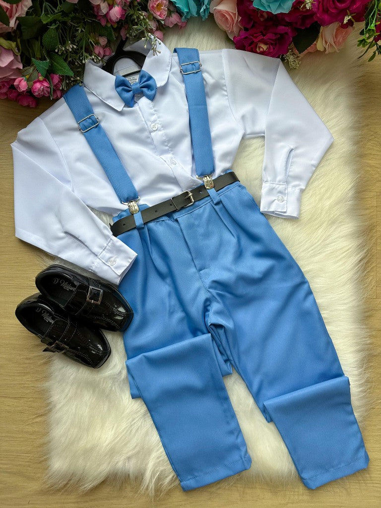 Conjunto Meninos Miss Cherry Leo Suspensorio Azul Serenity - Estilo Delicado para o Dia a Dia | Bebeloo Kids