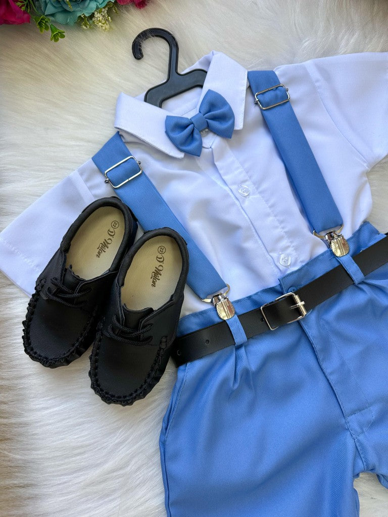 Conjunto Miss Cherry Meninos Social Shorts Ravi Azul Serenity - Estilo Delicado para o Dia a Dia | Bebeloo Kids