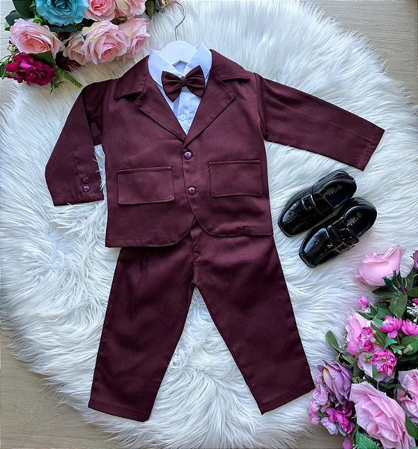 Conjunto Miss Cherry Social Gabriel Terno - Blaizer Marsala - Estilo Delicado para o Dia a Dia | Bebeloo Kids