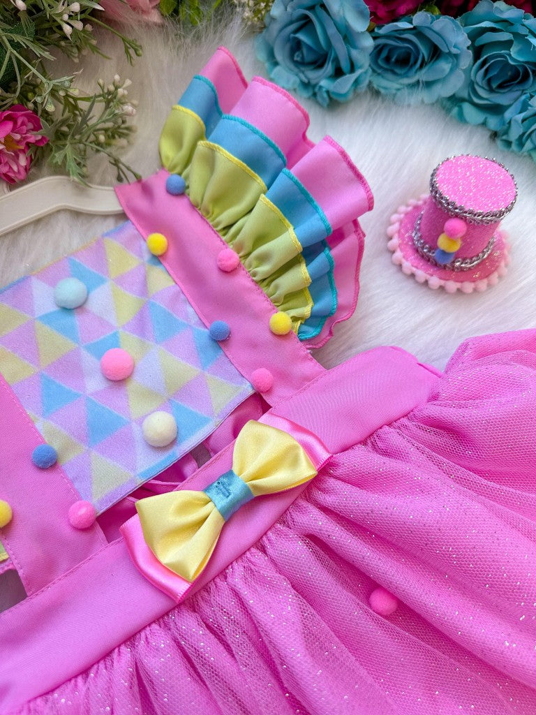 Romper/Vestido Princesa Circo -Doces -Doceria - Candy Rosa - Leveza e Elegância para Meninas | Bebeloo Kids