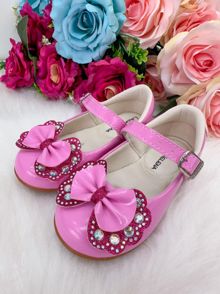 Sapatilha Flor Di MIla Baby Rosa Chiclete Com Pink Lacinho Strass - Leveza e Charme para os Pezinhos | Bebeloo Kids