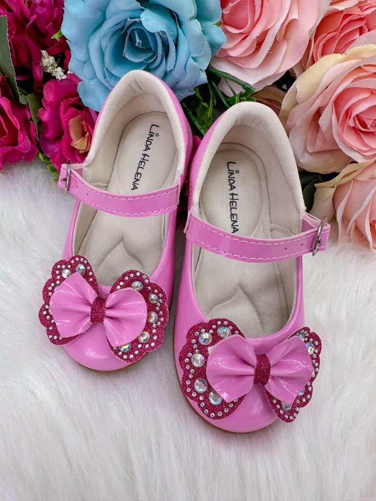 Sapatilha Flor Di MIla Baby Rosa Chiclete Com Pink Lacinho Strass - Leveza e Charme para os Pezinhos | Bebeloo Kids