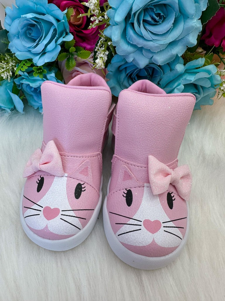 Tênis Bota Encanto de Criança Gatinha/Gata Rosa Fashion - Conforto e Liberdade para Brincar | Bebeloo Kids