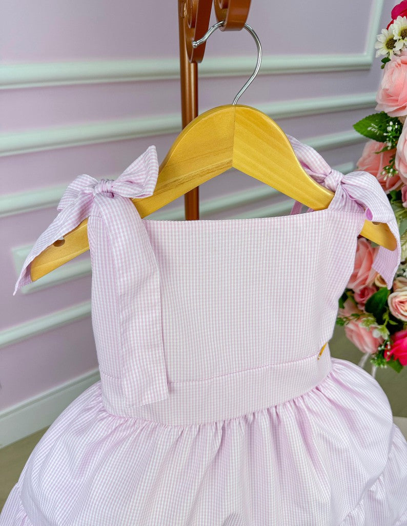 Vestido Banana Club Amelia Xadrez Rosa Bebe - Leveza e Elegância para Meninas | Bebeloo Kids