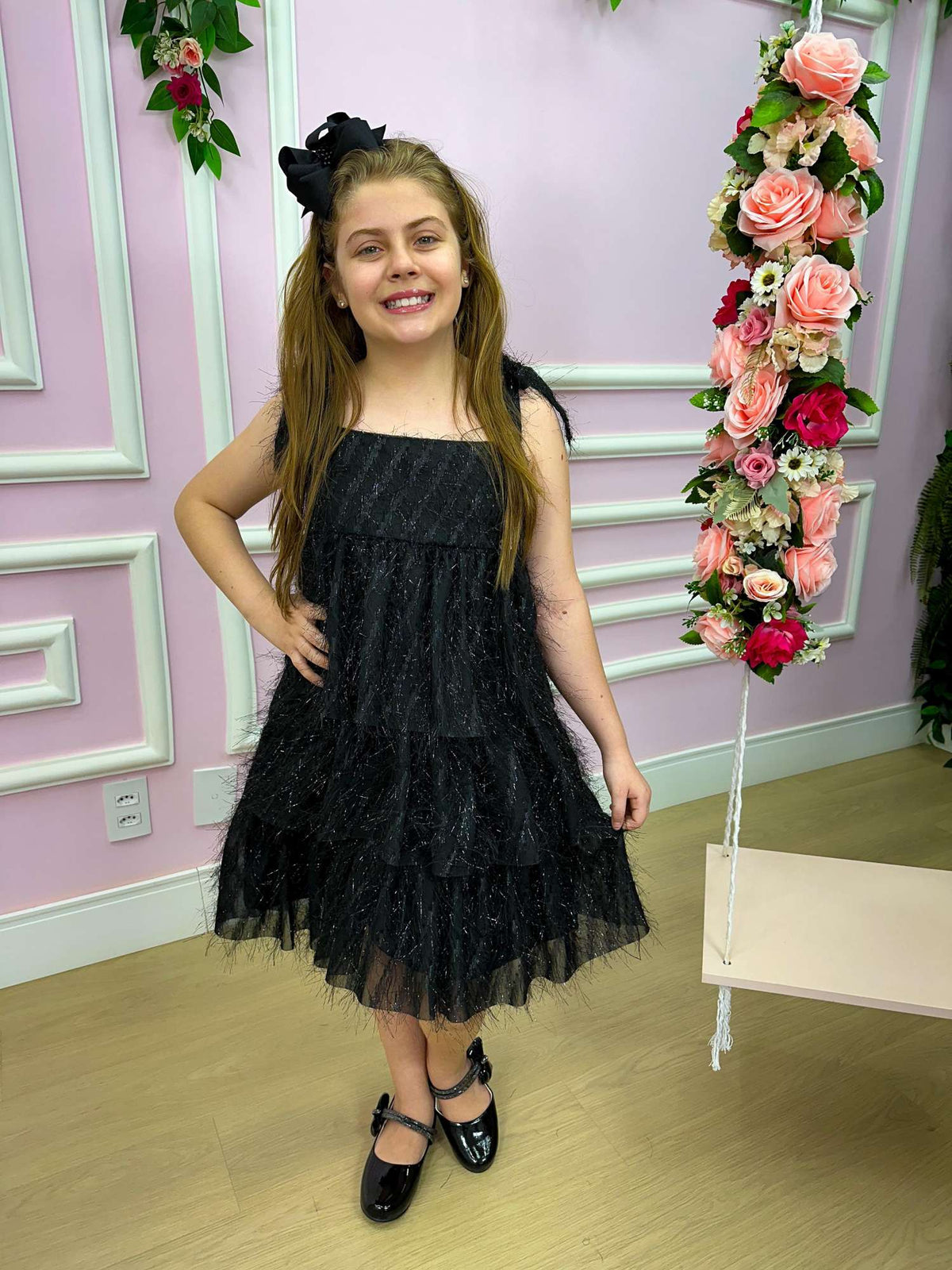 Vestido Banana Club Vitoria Preto - Leveza e Elegância para Meninas | Bebeloo Kids