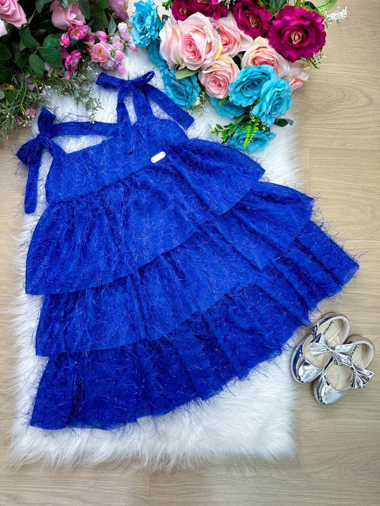 Vestido Banana Club Vitoria Azul Royal - Leveza e Elegância para Meninas | Bebeloo Kids