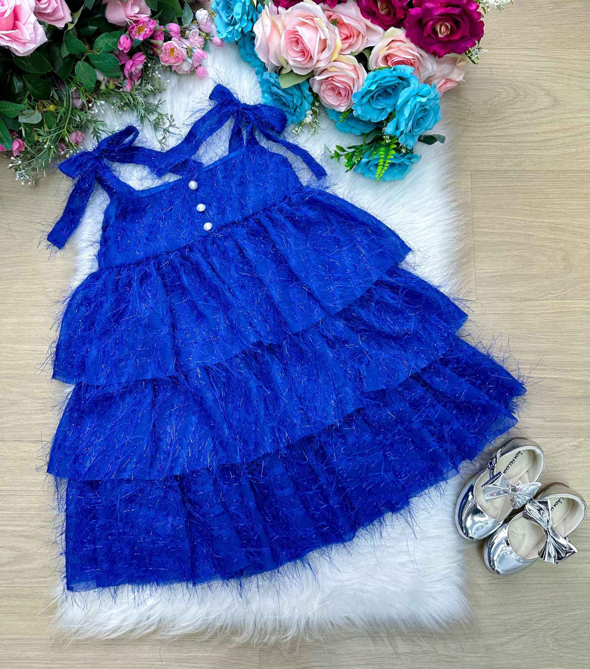 Vestido Banana Club Vitoria Azul Royal - Leveza e Elegância para Meninas | Bebeloo Kids