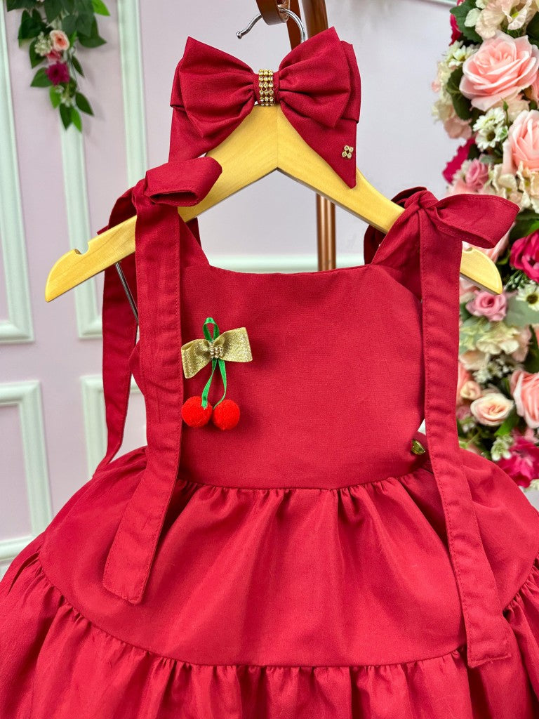 Vestido Blogueirinha Vermelho Cerejinha - Leveza e Elegância para Meninas | Bebeloo Kids