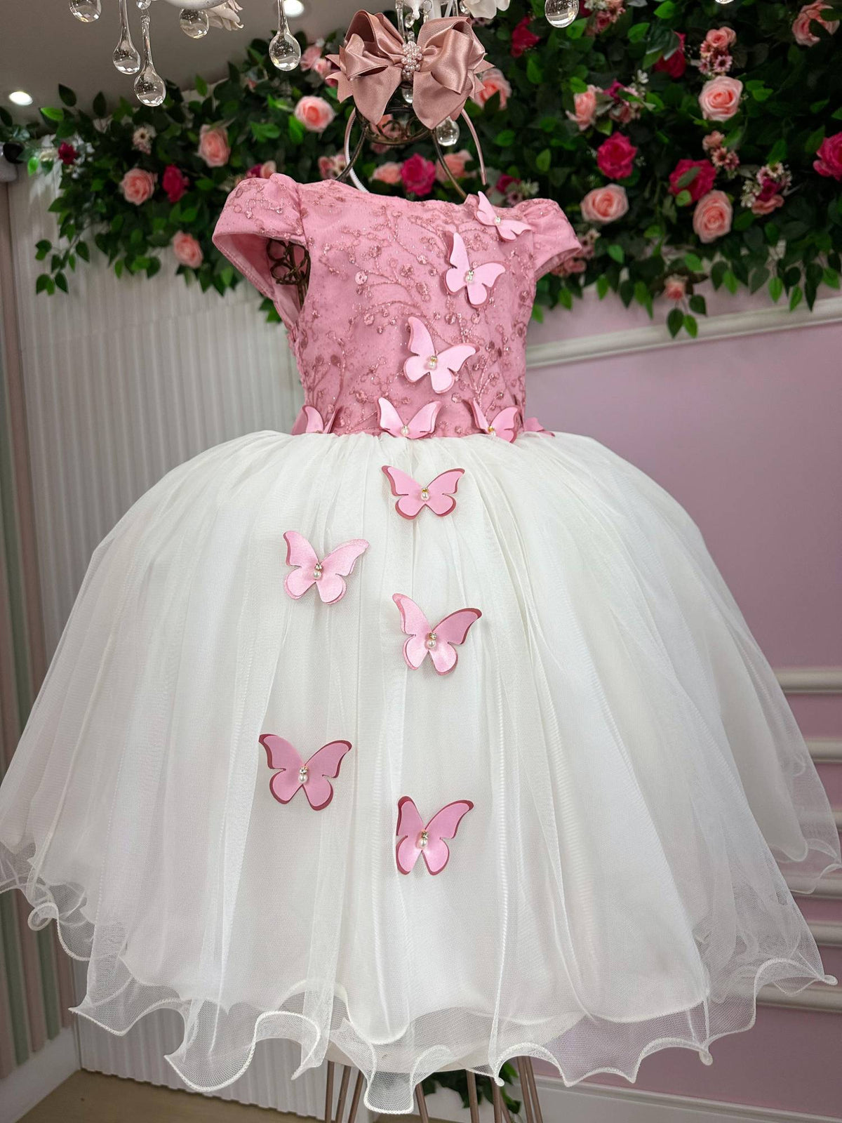 Vestido Juvenil - Midi Vila Lele Sabrina Rose e Off - Leveza e Elegância para Meninas | Bebeloo Kids