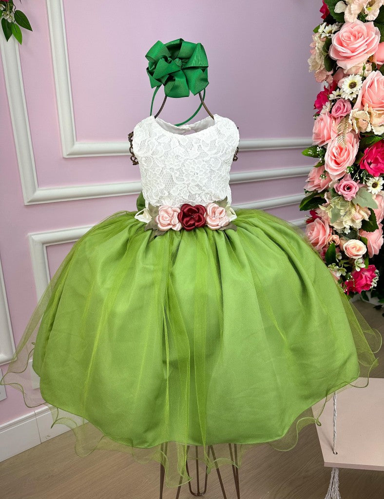 Vestido Juvenil Vila Lele Ivete Peito Off e Saia Verde - Leveza e Elegância para Meninas | Bebeloo Kids