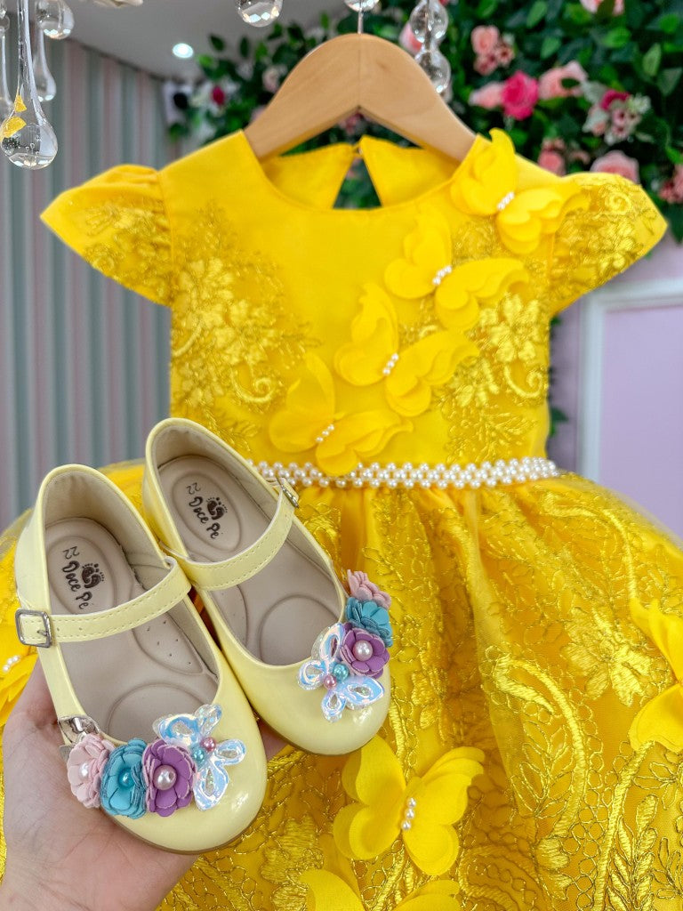 Vestido Marie Jardim Encantado Luxo Amarelo - Leveza e Elegância para Meninas | Bebeloo Kids