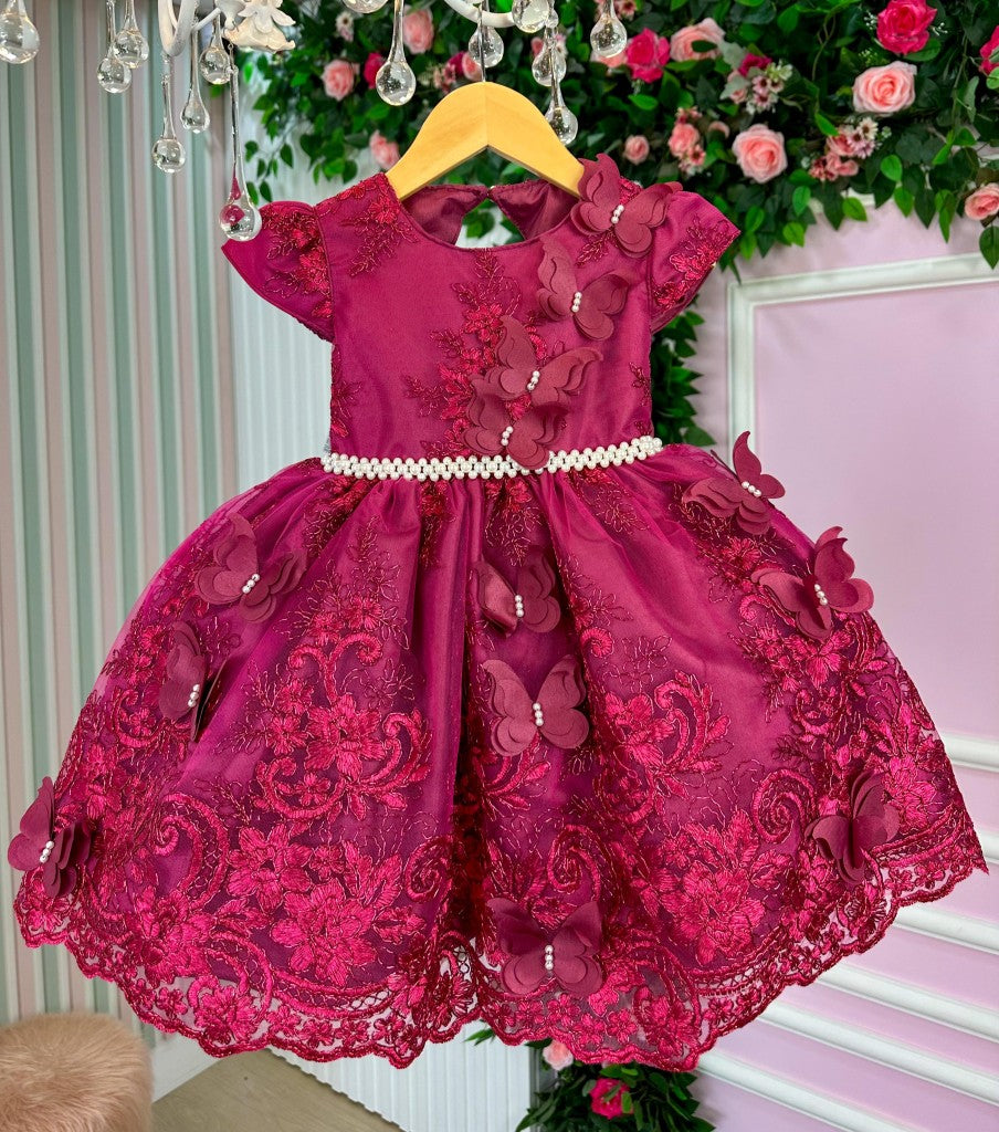 Vestido Marie Jardim Encantado Luxo Marsala - Leveza e Elegância para Meninas | Bebeloo Kids