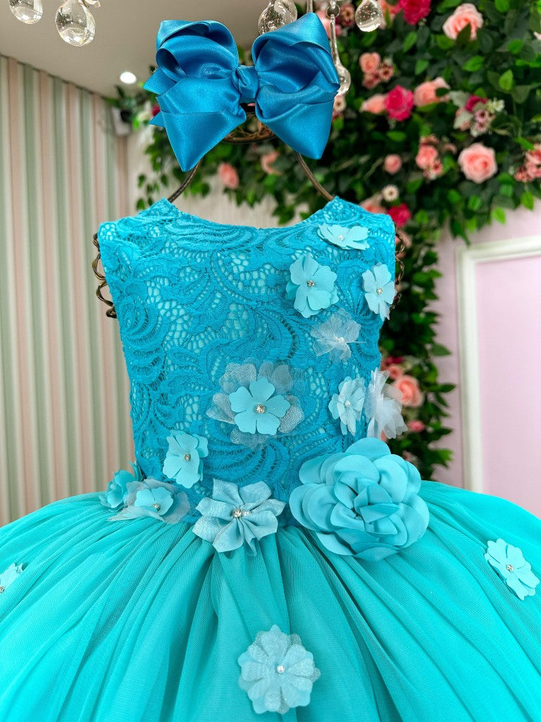 Vestido Juvenil Vila Lele Regata Flores Verde Tiffany - Leveza e Elegância para Meninas | Bebeloo Kids