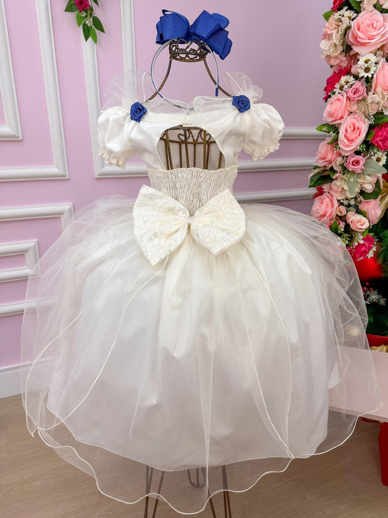 Vestido Lorenzetti Longo Off Detalhes Azul Marinho - Leveza e Elegância para Meninas | Bebeloo Kids