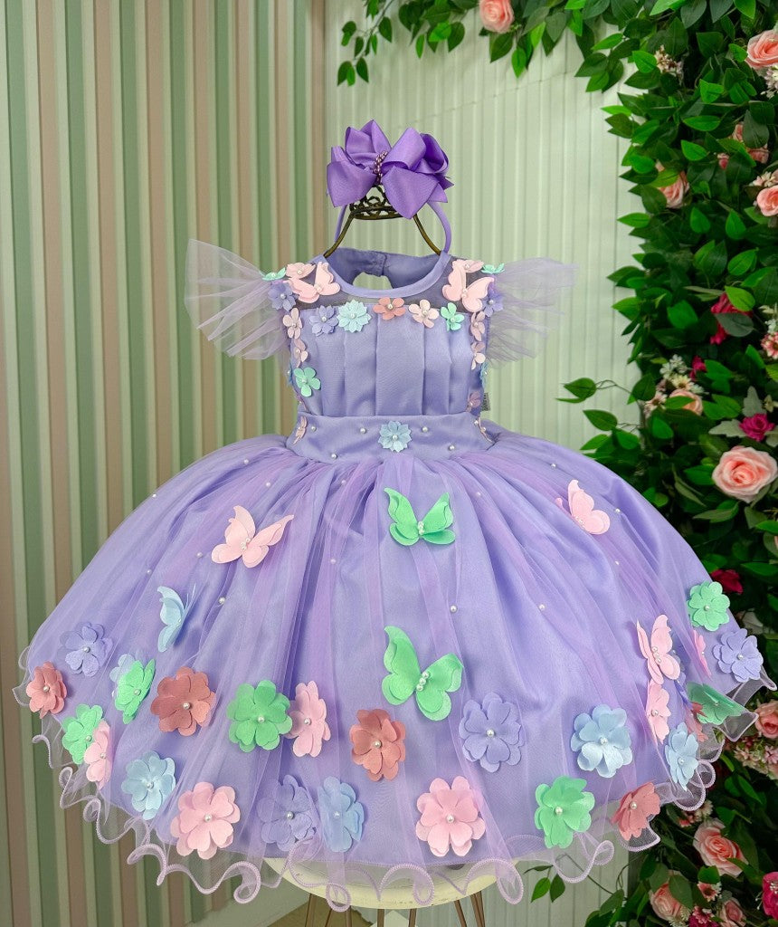 Vestido Marie Jardim Encantado Isis Luxinho Lilas - Leveza e Elegância para Meninas | Bebeloo Kids