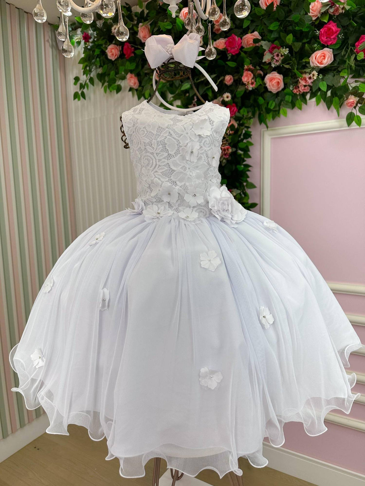 Vestido Juvenil Vila Lele Regata Flores Branco - Leveza e Elegância para Meninas | Bebeloo Kids