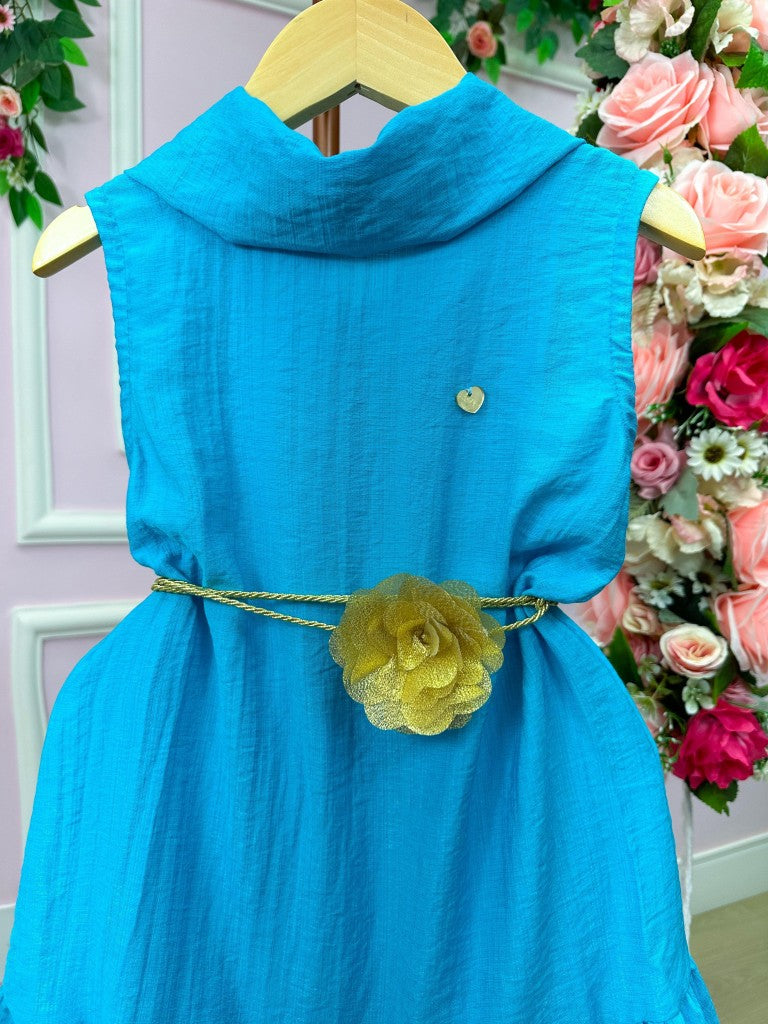 Vestido Blogueirinha Serena Azul Turquesa - Leveza e Elegância para Meninas | Bebeloo Kids