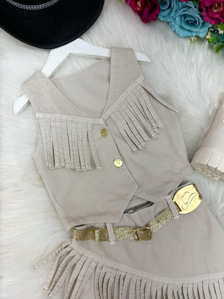 Conjunto Blogueirinha Boiadeira Maraisa Jeans Off - Estilo Delicado para o Dia a Dia | Bebeloo Kids