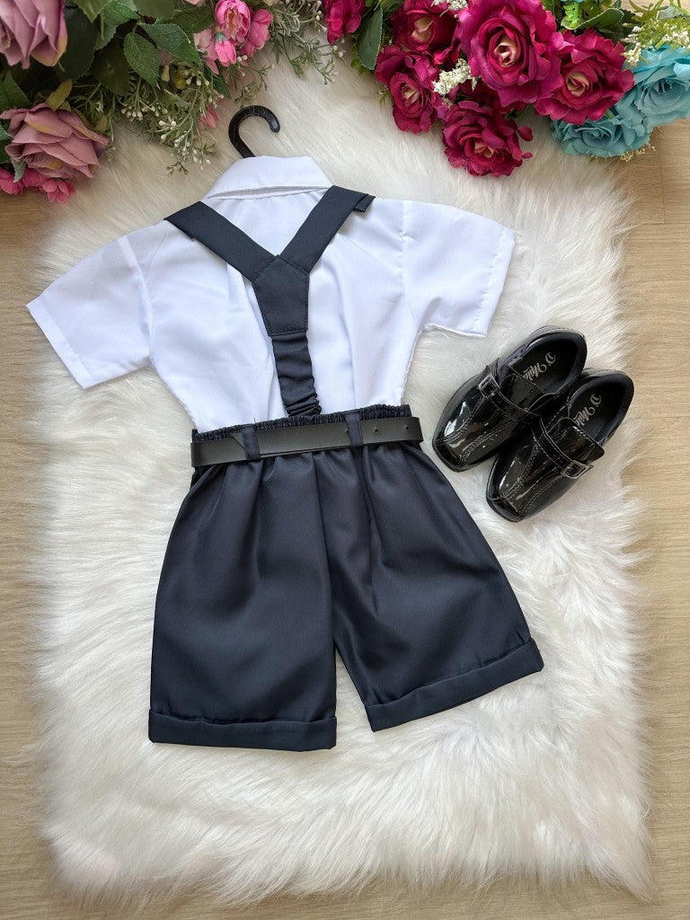 Conjunto Miss Cherry Meninos Social Shorts Ravi Azul Petroleo - Estilo Delicado para o Dia a Dia | Bebeloo Kids