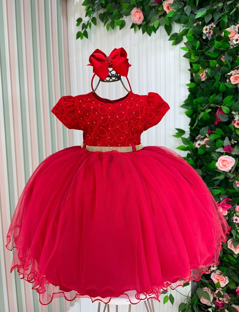 Vestido Menina Bonita Holly Vermelho - Leveza e Elegância para Meninas | Bebeloo Kids