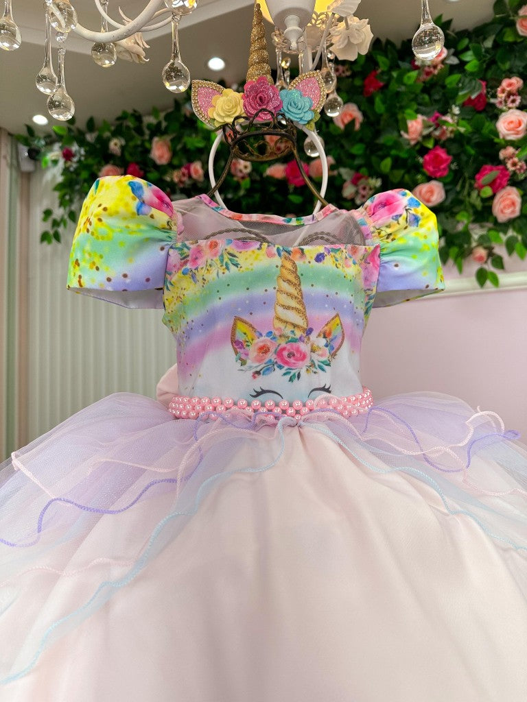 Vestido Mimadine Tematico Unicornio Safira Rosa Bebe - Leveza e Elegância para Meninas | Bebeloo Kids