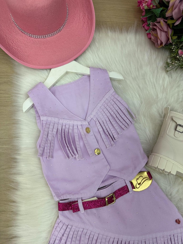 Conjunto Blogueirinha Boiadeira Maraisa Jeans Lilas - Estilo Delicado para o Dia a Dia | Bebeloo Kids