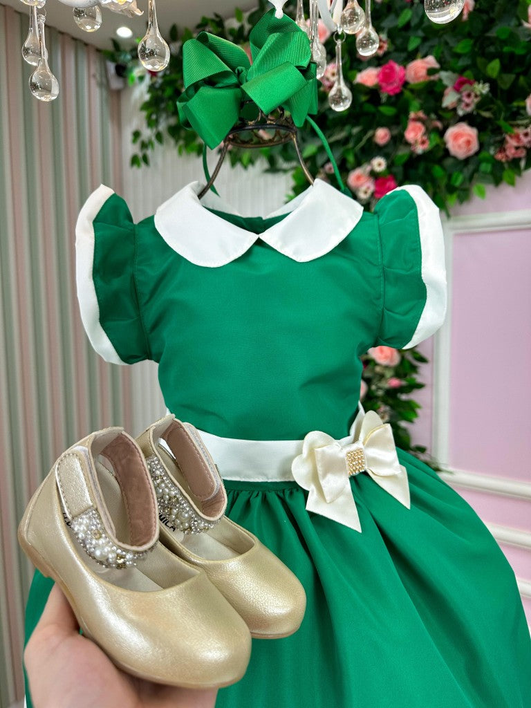 Vestido Blogueirinha Camile Verde - Natal - Leveza e Elegância para Meninas | Bebeloo Kids