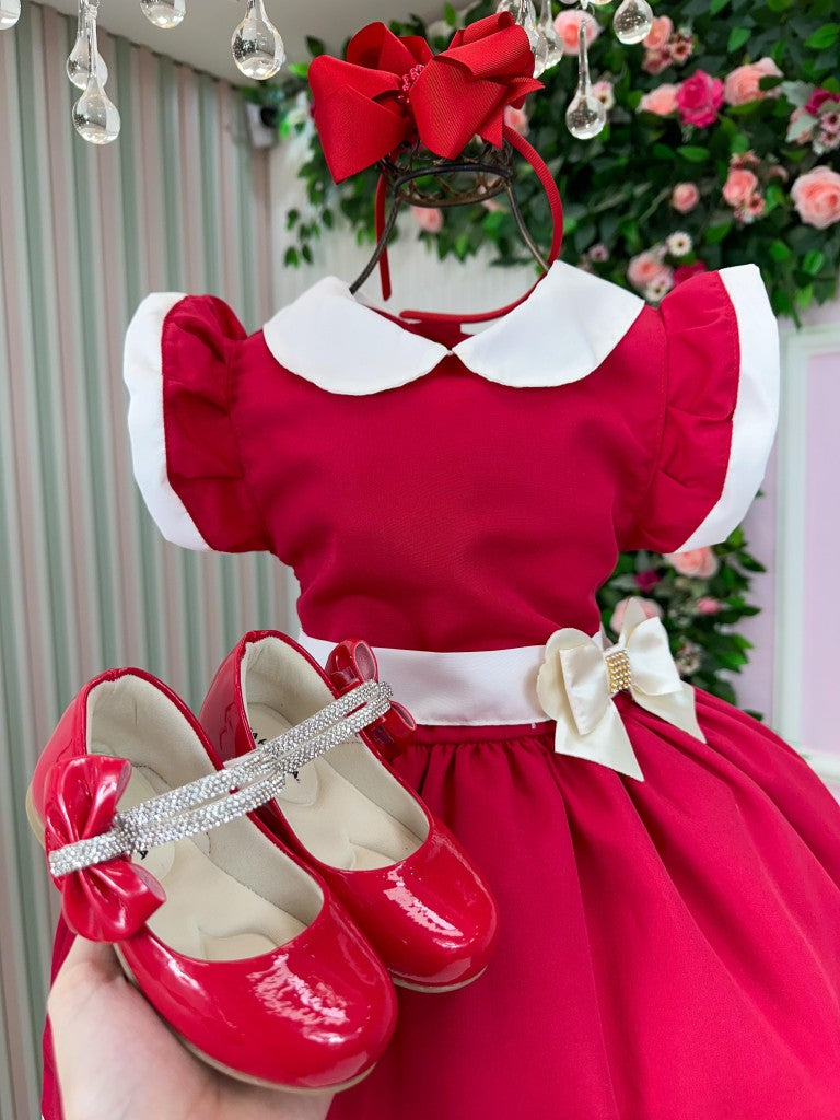 Vestido Blogueirinha Camile Vermelho - Natal - Leveza e Elegância para Meninas | Bebeloo Kids