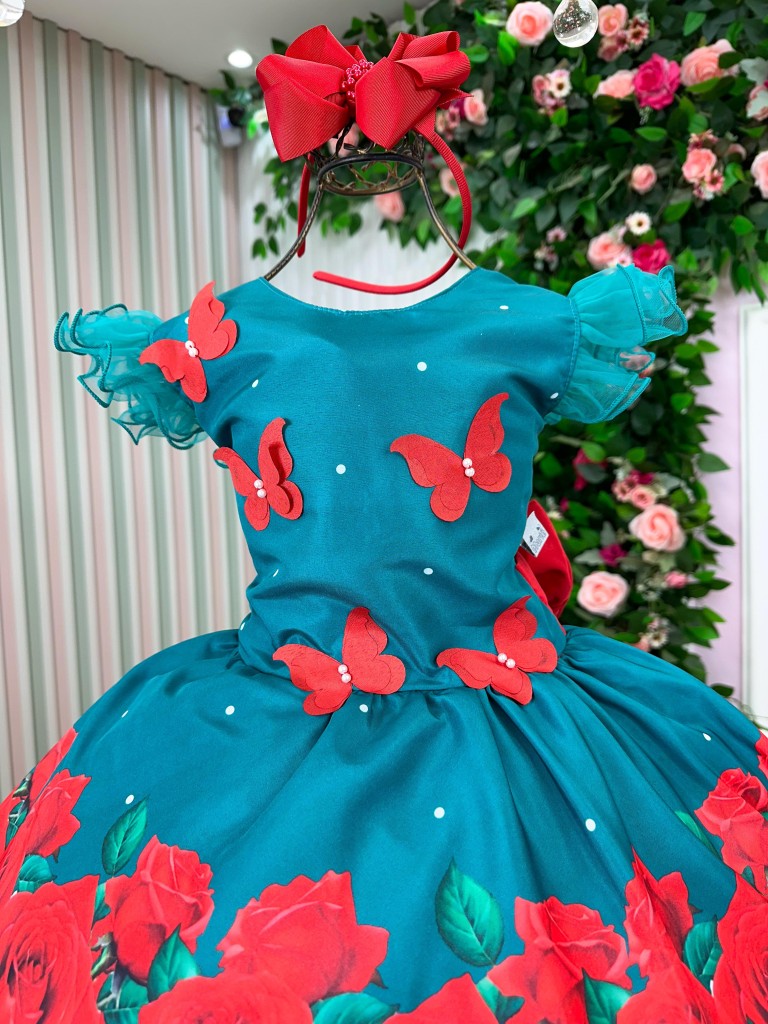 Vestido Marie Lola Verde Florido Natal - Leveza e Elegância para Meninas | Bebeloo Kids